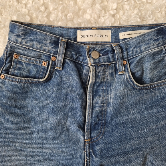 Denim Forum The Farrah High Rise Wide Leg Jeans Blue 23 Organic Cotton 70's - Picture 8 of 16